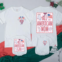 Custom All American Girl Shirt Personalized Fourth of July Outfit Coquette Style Family Matching Romper Baby Toddler Patriotic Gift
