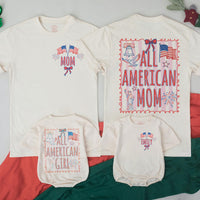 Custom All American Girl Shirt Personalized Fourth of July Outfit Coquette Style Family Matching Romper Baby Toddler Patriotic Gift