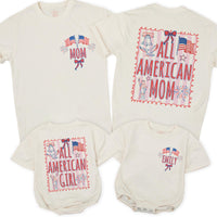 Custom All American Girl Shirt Personalized Fourth of July Outfit Coquette Style Family Matching Romper Baby Toddler Patriotic Gift