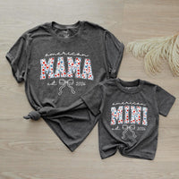 Personalized American Mama and Mini Romper Set with Floral Stars Print, Custom Est Year, Soft Cotton for Baby and Mom 4th of July Outfit