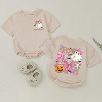 Custom Auntie and Auntie's Girl Halloween Shirts with Cute Ghosts, Pink Bows, Pumpkins, Soft Cotton Romper & Tees for Baby, Kids, Adults