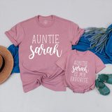 Custom Auntie and Baby Matching Shirt & Romper Set, Auntie Sarah Quote, Soft Cotton Family Outfit for Baby Shower or Birthday Gift