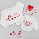 Custom Auntie and Niece Matching Shirts with Bold Red Script, Soft Cotton Sweatshirts for Valentine's Day, Family Bond Gift for All Ages