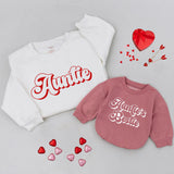 Custom Auntie and Niece Matching Shirts with Bold Red Script, Soft Cotton Sweatshirts for Valentine's Day, Family Bond Gift for All Ages