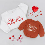 Custom Auntie and Niece Matching Shirts with Bold Red Script, Soft Cotton Sweatshirts for Valentine's Day, Family Bond Gift for All Ages