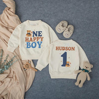 Custom Baby 1st Birthday Bubble Romper with Beary First Teddy Bear Artwork, Matching Family Outfit, Soft Cotton for Cake Smash Photos