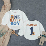 Custom Baby 1st Birthday Bubble Romper with Beary First Teddy Bear Artwork, Matching Family Outfit, Soft Cotton for Cake Smash Photos