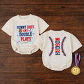 Custom Baby Baseball Bubble Romper with Sunny Days and Double Plays Artwork, Matching Family Outfit, Soft Cotton for Playful Summer Days