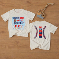 Custom Baby Baseball Bubble Romper with Sunny Days and Double Plays Artwork, Matching Family Outfit, Soft Cotton for Playful Summer Days