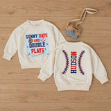 Custom Baby Baseball Bubble Romper with Sunny Days and Double Plays Artwork, Matching Family Outfit, Soft Cotton for Playful Summer Days