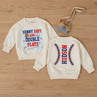 Custom Baby Baseball Bubble Romper with Sunny Days and Double Plays Artwork, Matching Family Outfit, Soft Cotton for Playful Summer Days