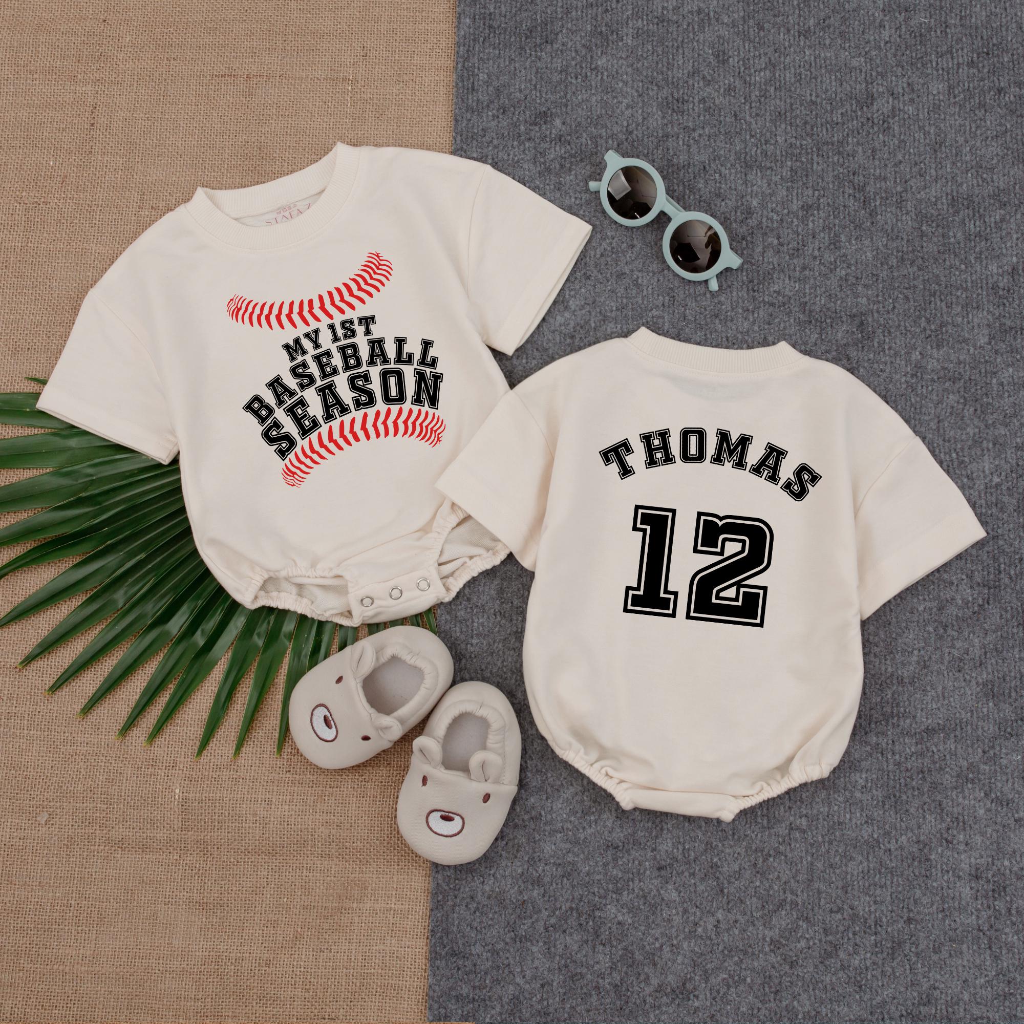 Custom Baby Baseball Romper My 1st Season Outfit Personalized Infant Summer Clothes Sporty Gift for Boys Game Day Fun