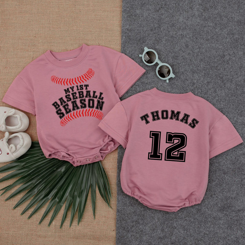 Custom Baby Baseball Romper My 1st Season Outfit Personalized Infant Summer Clothes Sporty Gift for Boys Game Day Fun