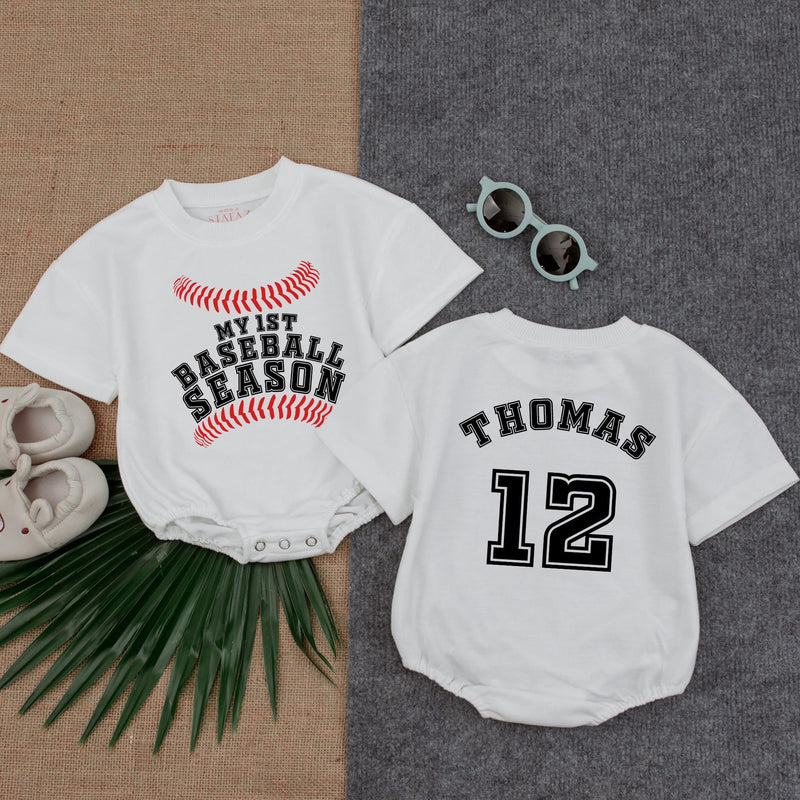 Custom Baby Baseball Romper My 1st Season Outfit Personalized Infant Summer Clothes Sporty Gift for Boys Game Day Fun