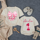 Custom Baby Birthday Romper with Pink Bow Artwork, Girls Just Wanna Be One Design, Soft Cotton Bodysuit for First Birthday Celebration