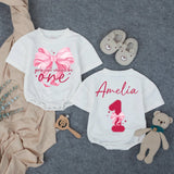 Custom Baby Birthday Romper with Pink Bow Artwork, Girls Just Wanna Be One Design, Soft Cotton Bodysuit for First Birthday Celebration