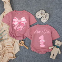 Custom Baby Birthday Romper with Pink Bow Artwork, Girls Just Wanna Be One Design, Soft Cotton Bodysuit for First Birthday Celebration