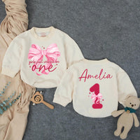 Custom Baby Birthday Romper with Pink Bow Artwork, Girls Just Wanna Be One Design, Soft Cotton Bodysuit for First Birthday Celebration