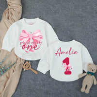 Custom Baby Birthday Romper with Pink Bow Artwork, Girls Just Wanna Be One Design, Soft Cotton Bodysuit for First Birthday Celebration