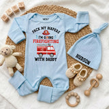 Custom Baby Bodysuit with Firefighter Design, Pack My Diapers I'm Going Firefighting with Daddy, Soft Cotton Outfit for Newborns & Infants