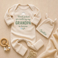 Custom Baby Bodysuit with 'Hand Picked for Earth by My Grandpa in Heaven' Quote, Soft Cotton Newborn Outfit, Memorial Gift for Infant