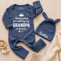 Custom Baby Bodysuit with 'Hand Picked for Earth by My Grandpa in Heaven' Quote, Soft Cotton Newborn Outfit, Memorial Gift for Infant