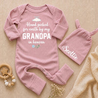 Custom Baby Bodysuit with 'Hand Picked for Earth by My Grandpa in Heaven' Quote, Soft Cotton Newborn Outfit, Memorial Gift for Infant