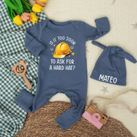 Custom Baby Bodysuit with Hard Hat Artwork and Name, Soft Cotton Newborn Outfit, Baby Shower Gift, Cute Construction-Themed Set