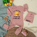 Custom Baby Bodysuit with Hard Hat Artwork and Name, Soft Cotton Newborn Outfit, Baby Shower Gift, Cute Construction-Themed Set