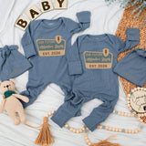 Custom Baby Bodysuit and Hat Set, Our Future Adventure Buddy Design, Infant Long Sleeve Romper, Soft Cotton, Perfect Baby Shower Gift