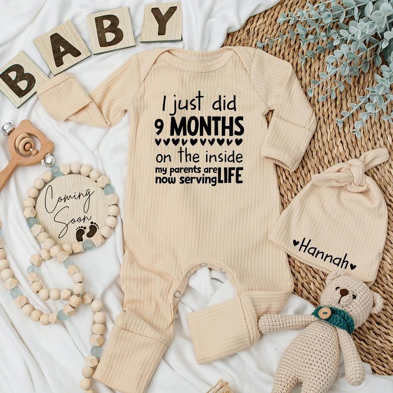 Custom Baby Bodysuit I Just Did 9 Months on the Inside Newborn Outfit Funny Baby Shower Gift Cute Coming Home Clothes Soft Cotton Design