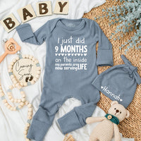 Custom Baby Bodysuit I Just Did 9 Months on the Inside Newborn Outfit Funny Baby Shower Gift Cute Coming Home Clothes Soft Cotton Design