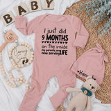 Custom Baby Bodysuit I Just Did 9 Months on the Inside Newborn Outfit Funny Baby Shower Gift Cute Coming Home Clothes Soft Cotton Design
