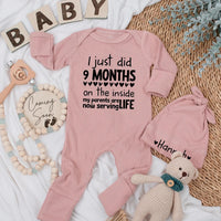 Custom Baby Bodysuit I Just Did 9 Months on the Inside Newborn Outfit Funny Baby Shower Gift Cute Coming Home Clothes Soft Cotton Design