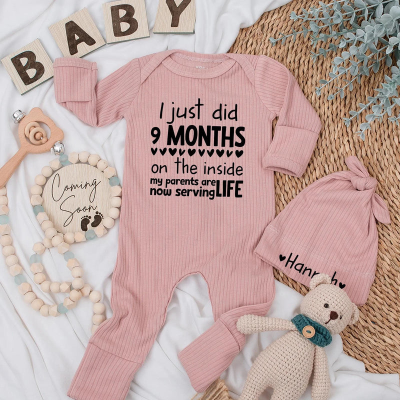Custom Baby Bodysuit I Just Did 9 Months on the Inside Newborn Outfit Funny Baby Shower Gift Cute Coming Home Clothes Soft Cotton Design