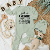 Custom Baby Bodysuit I Just Did 9 Months on the Inside Newborn Outfit Funny Baby Shower Gift Cute Coming Home Clothes Soft Cotton Design