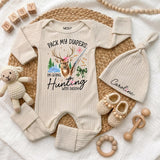Custom Baby Bodysuit Pack My Diapers I'm Going Hunting with Daddy Outfit, Soft Cotton Long Sleeve Romper Set, Baby Shower Gift