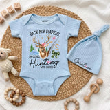 Custom Baby Bodysuit Pack My Diapers I'm Going Hunting with Daddy Outfit, Soft Cotton Long Sleeve Romper Set, Baby Shower Gift