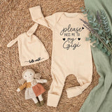 Custom Baby Bodysuit with 'Please Pass Me to My Gigi' Quote, Soft Cotton Newborn Romper & Hat Set, Perfect Baby Shower Keepsake Gift