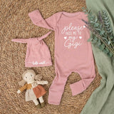 Custom Baby Bodysuit with 'Please Pass Me to My Gigi' Quote, Soft Cotton Newborn Romper & Hat Set, Perfect Baby Shower Keepsake Gift
