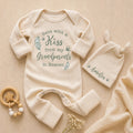 Custom Baby Bodysuit Set with 'Sent with a Kiss from My Grandparents in Heaven' Quote, Soft Cotton Newborn Outfit, Memorial Gift for Baby