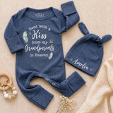Custom Baby Bodysuit Set with 'Sent with a Kiss from My Grandparents in Heaven' Quote, Soft Cotton Newborn Outfit, Memorial Gift for Baby