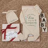 Custom Baby Bodysuit Set with 'Sent with a Kiss from My Grandparents in Heaven' Quote, Soft Cotton Newborn Outfit, Memorial Gift for Baby