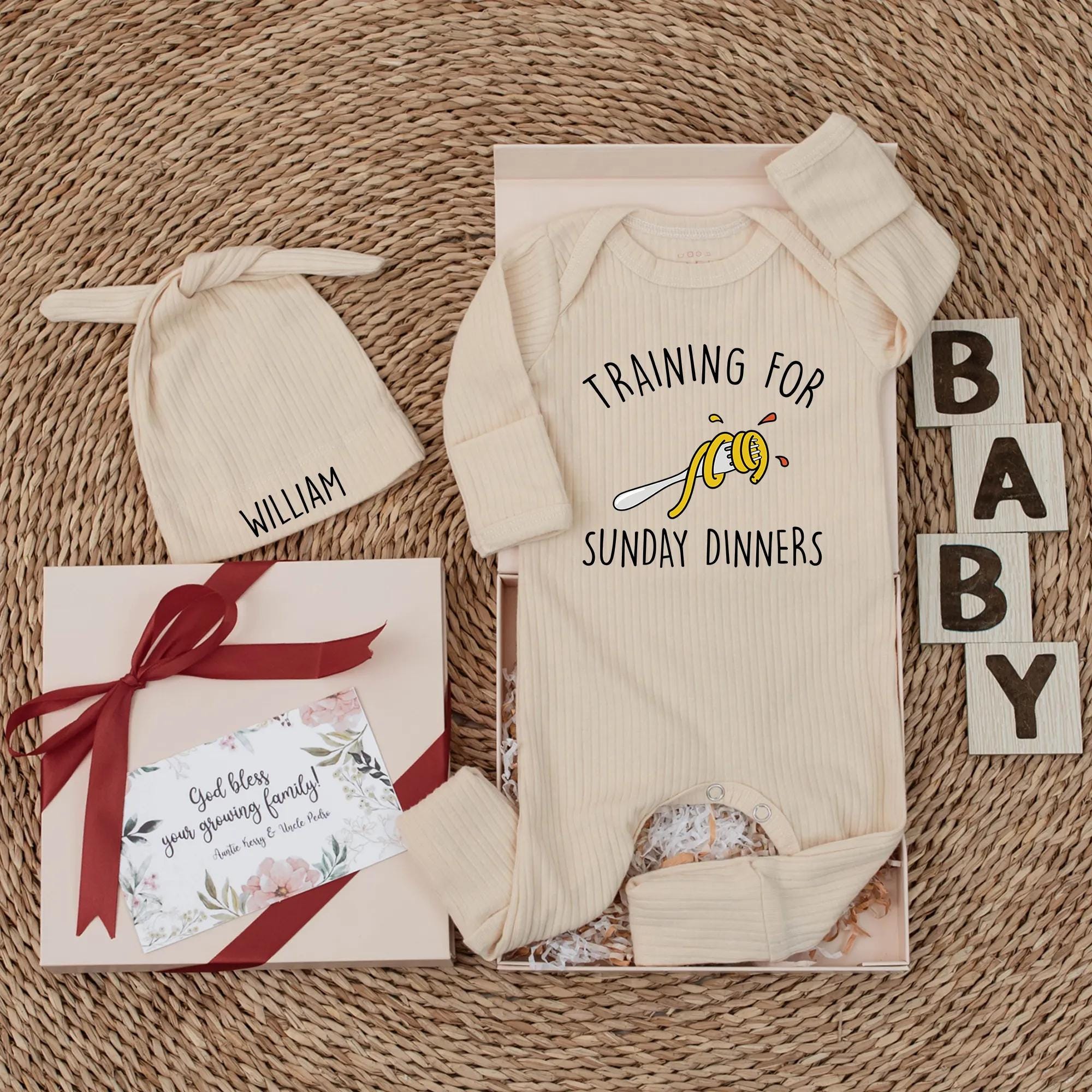 Custom Baby Bodysuit Training for Sunday Dinners Funny Italian Outfit Gift Cotton Soft Infant Romper Foodie Baby Shower Present