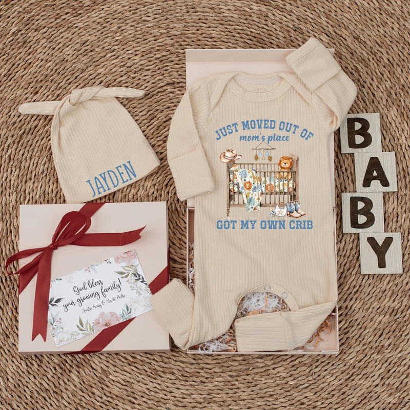 Custom Baby Bodysuit with Western Crib Artwork, Soft Cotton Romper for Newborns, Perfect Coming Home Outfit or Baby Shower Gift