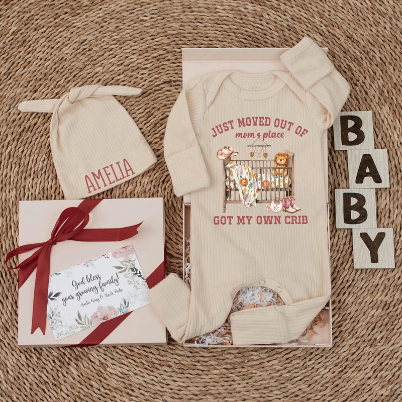 Custom Baby Bodysuit with Western Crib Artwork, Soft Cotton Romper for Newborns, Perfect Coming Home Outfit or Baby Shower Gift