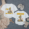 Custom Baby Boy 1st Birthday Romper with Dump Truck Design, I'm 1 and Diggin' It Quote, Soft Cotton Outfit for Cake Smash or Party