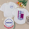 Custom Baby Bubble Romper with Patriotic Stars & Stripes, 250th Anniversary Print, Soft Cotton Toddler Tee for Matching Family Outfits