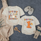 Custom Baby First Halloween Birthday Romper with Retro Ghost, Pumpkins & Stars, Matching Family Outfit, Soft Cotton for Milestone Photos