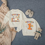 Custom Baby First Halloween Birthday Romper with Retro Ghost, Pumpkins & Stars, Matching Family Outfit, Soft Cotton for Milestone Photos